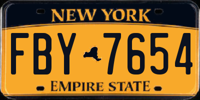 NY license plate FBY7654