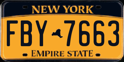 NY license plate FBY7663