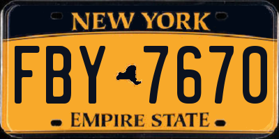 NY license plate FBY7670