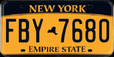 NY license plate FBY7680