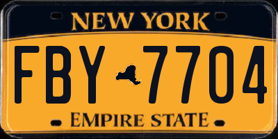 NY license plate FBY7704