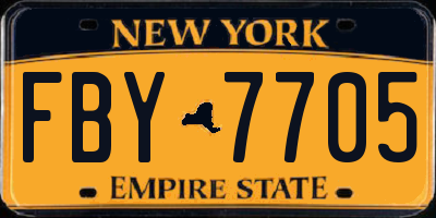 NY license plate FBY7705