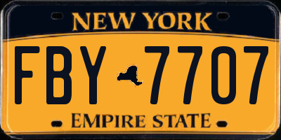 NY license plate FBY7707