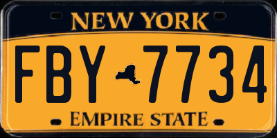 NY license plate FBY7734