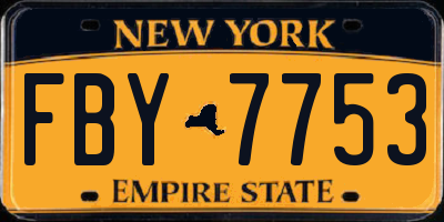 NY license plate FBY7753