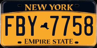 NY license plate FBY7758