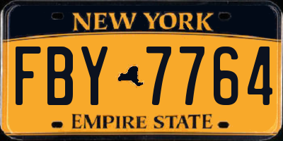 NY license plate FBY7764