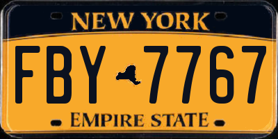 NY license plate FBY7767