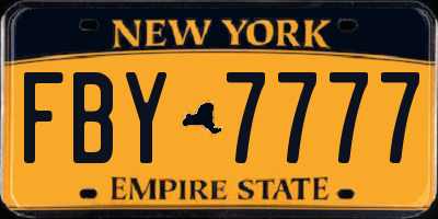 NY license plate FBY7777