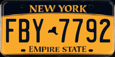 NY license plate FBY7792