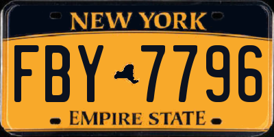 NY license plate FBY7796