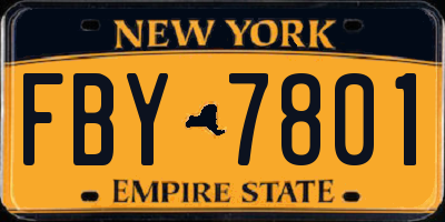 NY license plate FBY7801