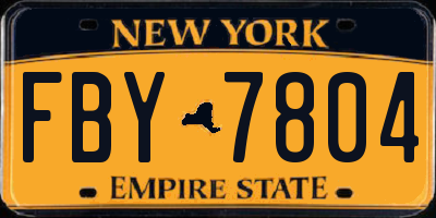NY license plate FBY7804