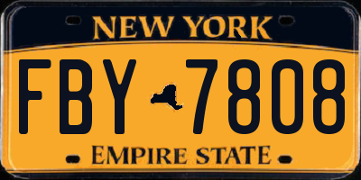 NY license plate FBY7808