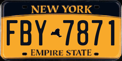 NY license plate FBY7871