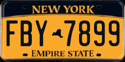 NY license plate FBY7899