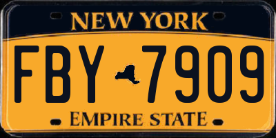 NY license plate FBY7909