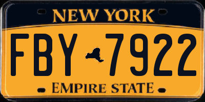 NY license plate FBY7922