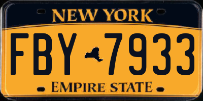 NY license plate FBY7933