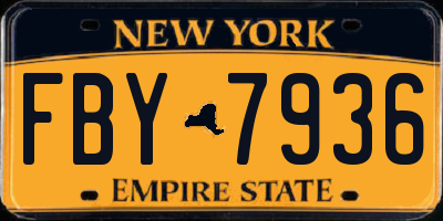 NY license plate FBY7936