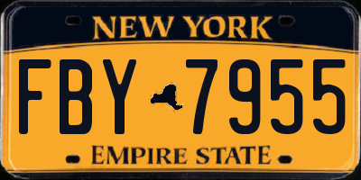 NY license plate FBY7955