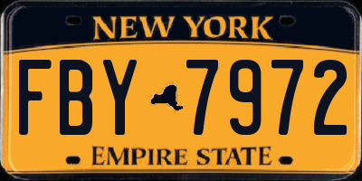 NY license plate FBY7972