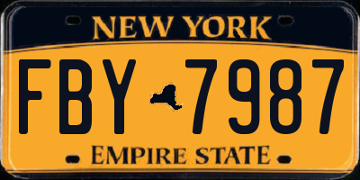 NY license plate FBY7987