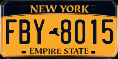 NY license plate FBY8015