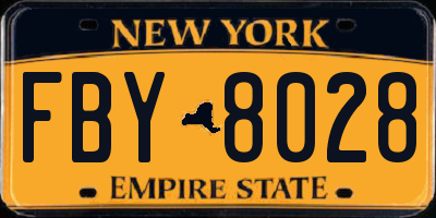 NY license plate FBY8028