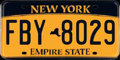 NY license plate FBY8029