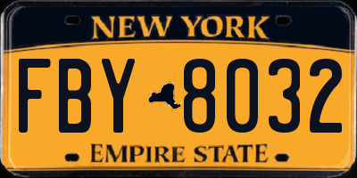 NY license plate FBY8032