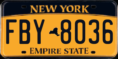 NY license plate FBY8036