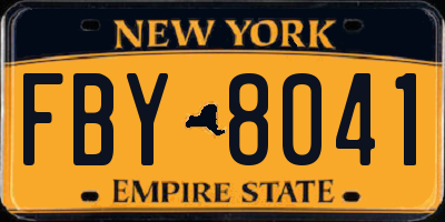 NY license plate FBY8041