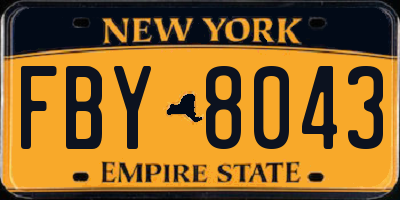 NY license plate FBY8043