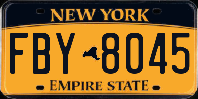 NY license plate FBY8045