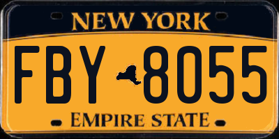 NY license plate FBY8055