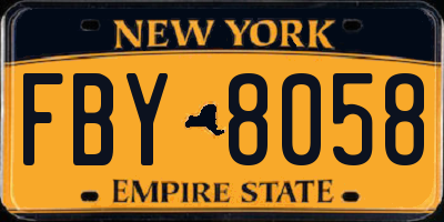 NY license plate FBY8058