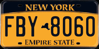 NY license plate FBY8060