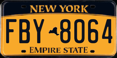 NY license plate FBY8064