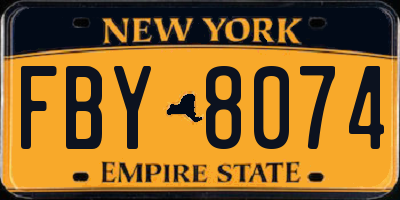 NY license plate FBY8074