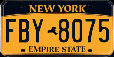 NY license plate FBY8075