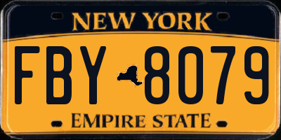 NY license plate FBY8079