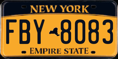 NY license plate FBY8083