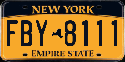 NY license plate FBY8111