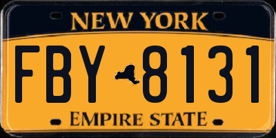 NY license plate FBY8131