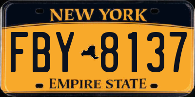NY license plate FBY8137