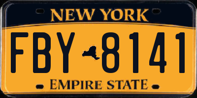 NY license plate FBY8141