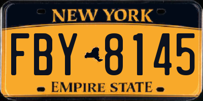NY license plate FBY8145