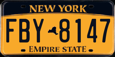 NY license plate FBY8147
