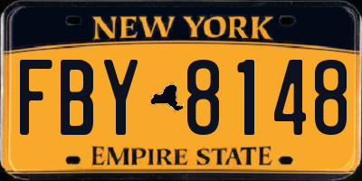 NY license plate FBY8148